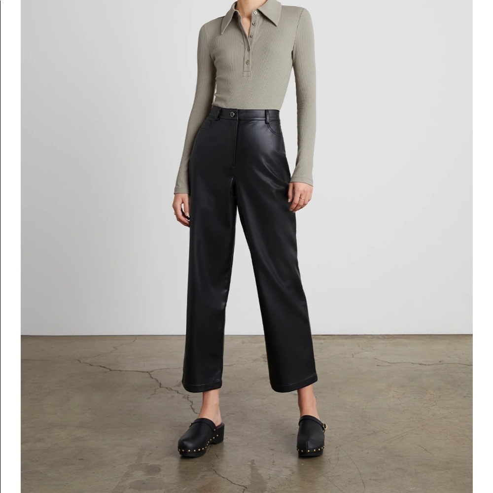 NEW Who What Wear Eli Relaxed Vegan Leather Trouser - S